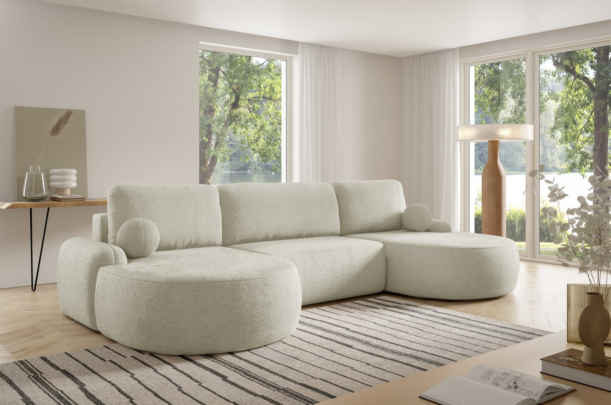 Sofa narożna rozkładana LUNA U 380cm uniwersalna prawa/lewa strona narożna / pianka tkanina odporna na plamy