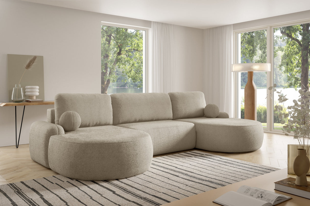 Sofa narożna rozkładana LUNA U 380cm uniwersalna prawa/lewa strona narożna / pianka tkanina odporna na plamy