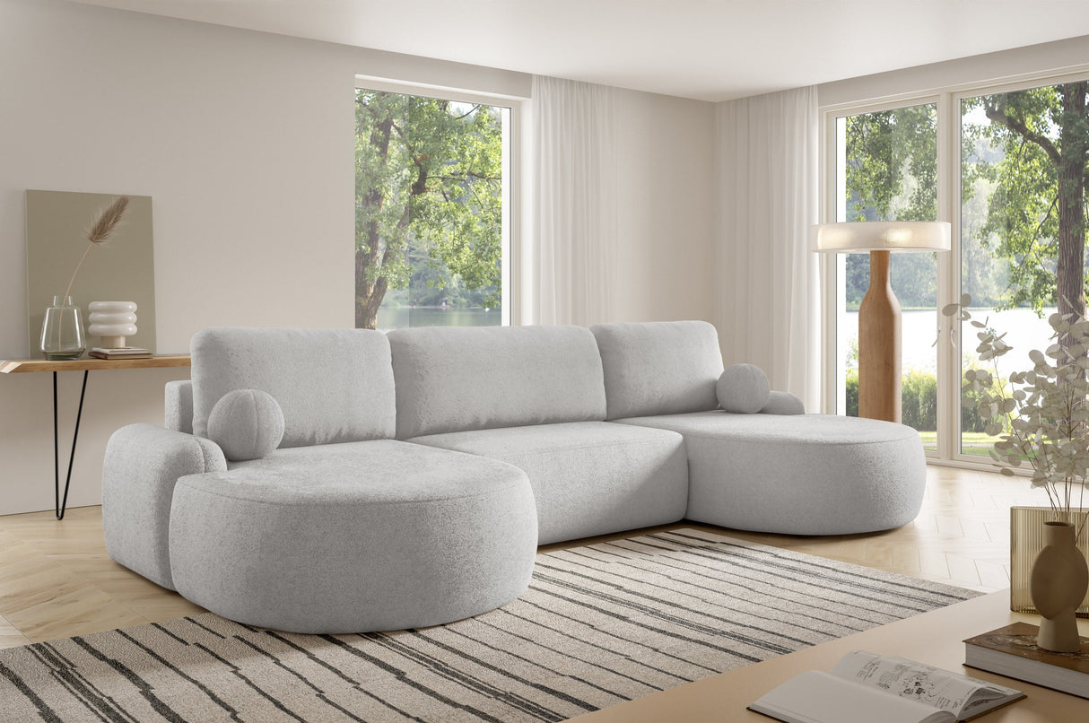 Sofa narożna rozkładana LUNA U 380cm uniwersalna prawa/lewa strona narożna / pianka tkanina odporna na plamy