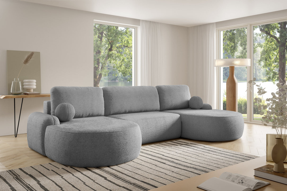 Sofa narożna rozkładana LUNA U 380cm uniwersalna prawa/lewa strona narożna / pianka tkanina odporna na plamy