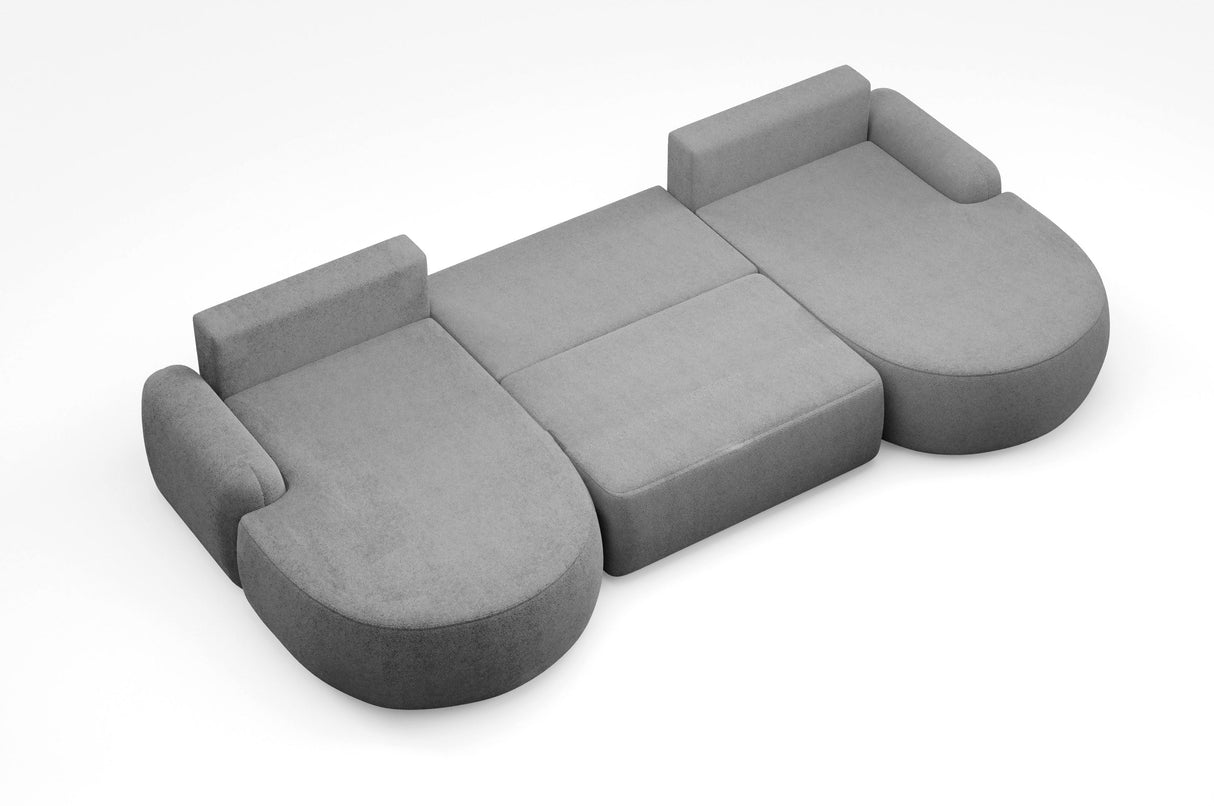 Sofa narożna rozkładana LUNA U 380cm uniwersalna prawa/lewa strona narożna / pianka tkanina odporna na plamy