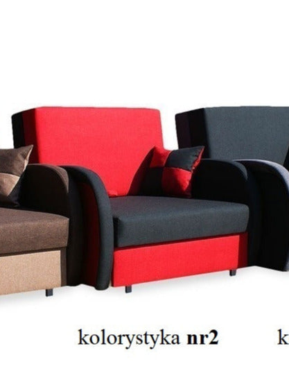 SINGLE SOFA BED SUZIE 97CM BLACK/RED / FOAM