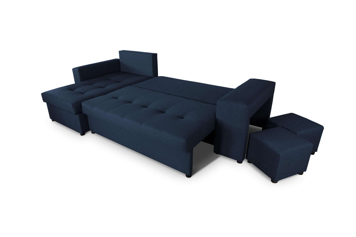 ECKSOFA BETT LEON 255CM 2X STAURAUM UNIVERSALE ECKE RECHTS/LINKS ECKE / BONELLFEDERN + SCHAUMSTOFF