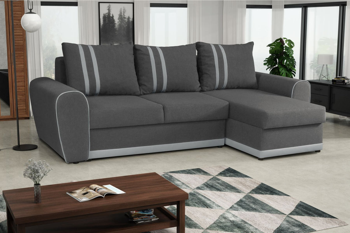 ECKSOFA BETT DORIS 246CM 2X STAURAUM UNIVERSAL RECHTE/LINKE ECKE / BONELLFEDERN + SCHAUMSTOFF