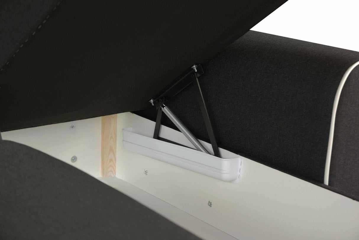 ECKSOFA BETT DORIS 246CM 2X STAURAUM UNIVERSAL RECHTE/LINKE ECKE / BONELLFEDERN + SCHAUMSTOFF