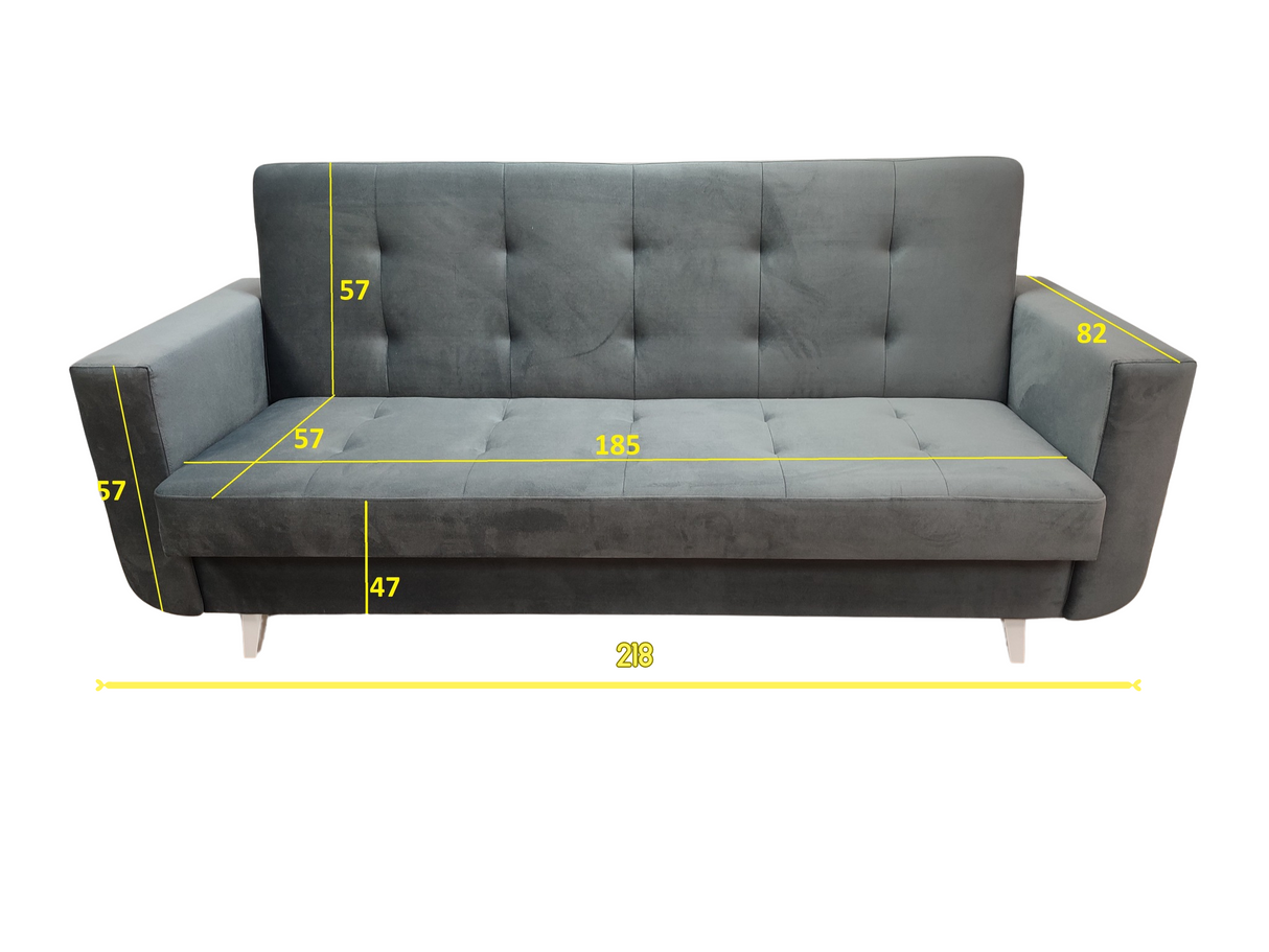 SOFA BED NEO 218cm / SPRINGS + FOAM CHOICE OF COLOR EASY CLEAN FABRIC