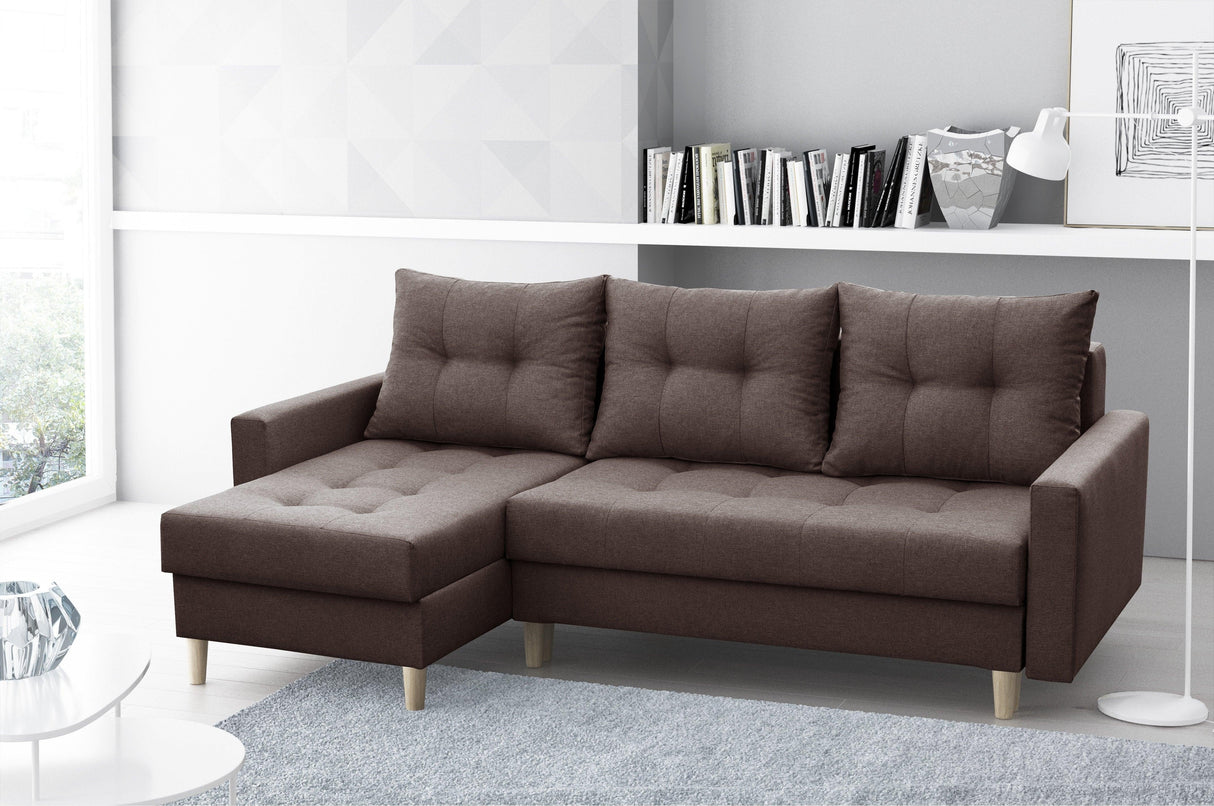 ECKSOFA BETT BRIAN 2X STAURAUM MALMÖ 28 222x140cm universal RECHTE/LINKE ECKE / BONELL FEDERN + SCHAUM