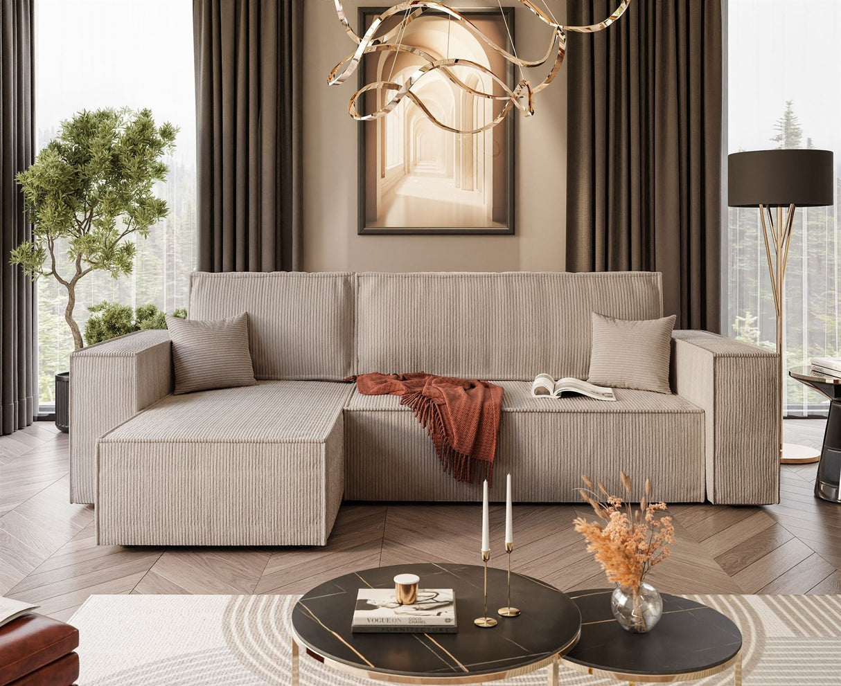 ECKSOFA BETT BERGAMO 247CM FEDERN + SCHAUM