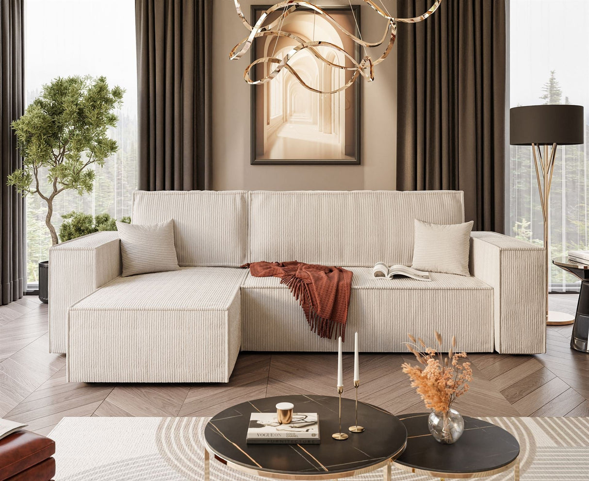 ECKSOFA BETT BERGAMO 247CM FEDERN + SCHAUM