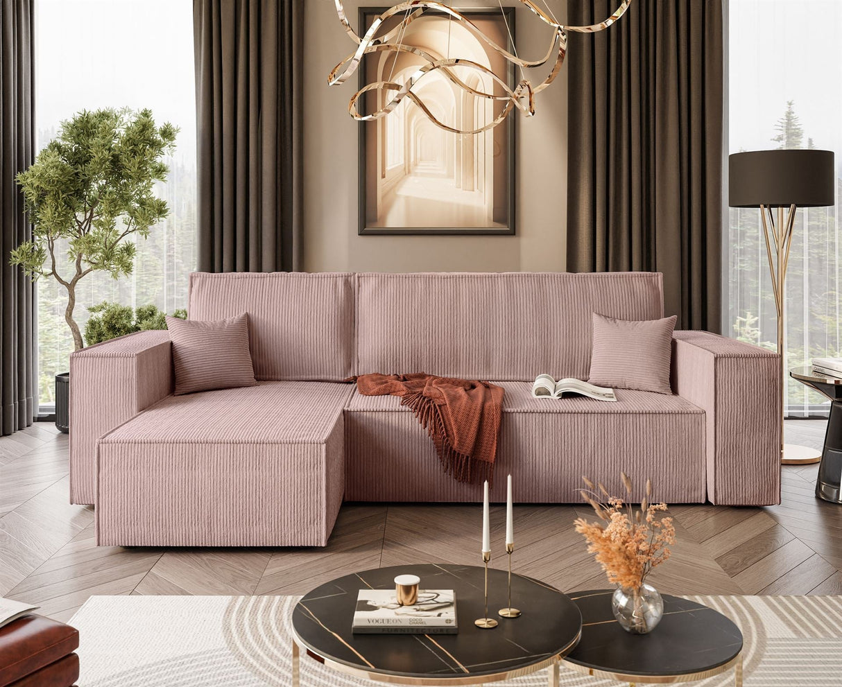 ECKSOFA BETT BERGAMO 247CM FEDERN + SCHAUM