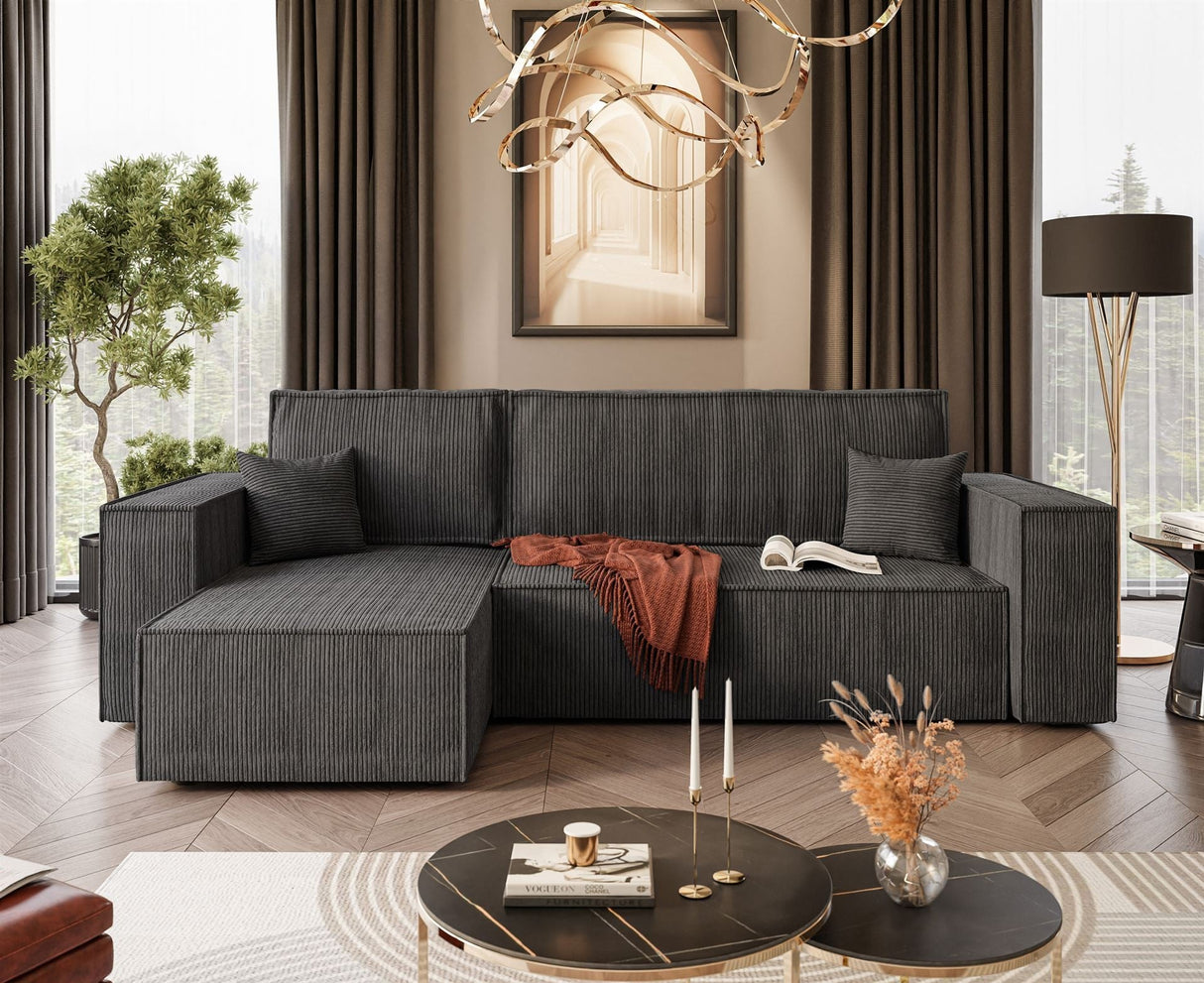 ECKSOFA BETT BERGAMO 247CM FEDERN + SCHAUM