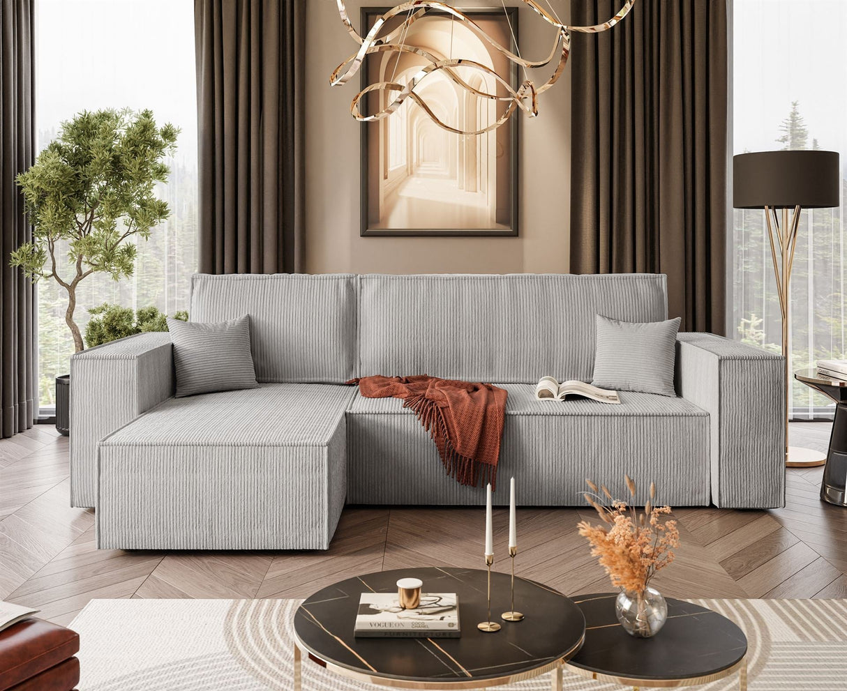 ECKSOFA BETT BERGAMO 247CM FEDERN + SCHAUM