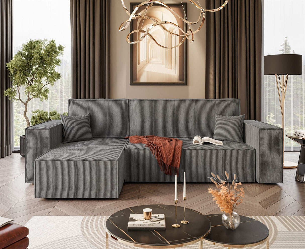 ECKSOFA BETT BERGAMO 247CM FEDERN + SCHAUM