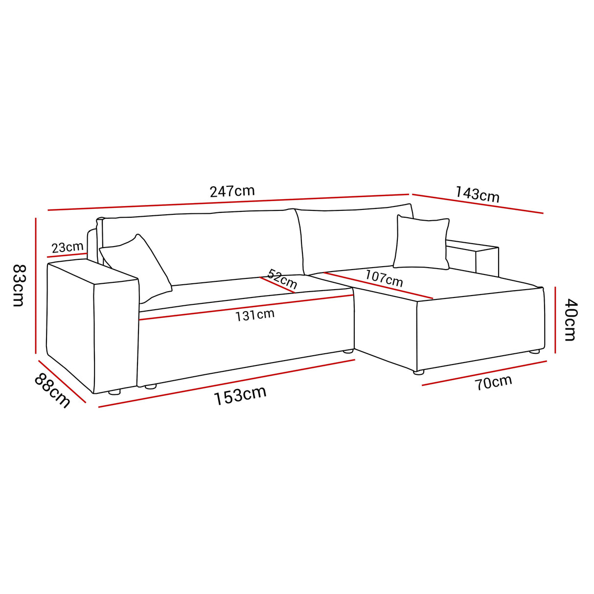 ECKSOFA BETT BERGAMO 247CM FEDERN + SCHAUM