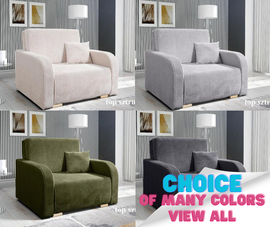 SINGLE SEATER SOFA BED LILY I 103CM / SPRINGS + FOAM / CHOICE OF COLOR