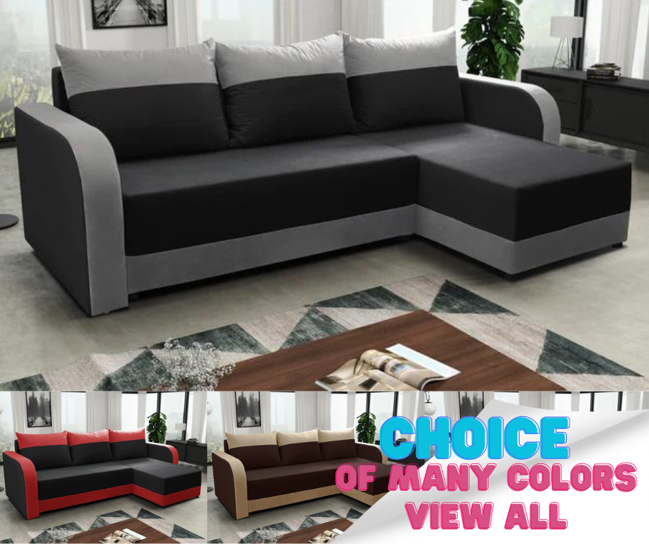 Sofa narożna rozkładana ALEXIS 228cm uniwersalna narożna prawa/lewa / pianka