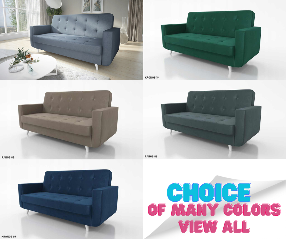 SOFA BED NEO 218cm / SPRINGS + FOAM CHOICE OF COLOR EASY CLEAN FABRIC