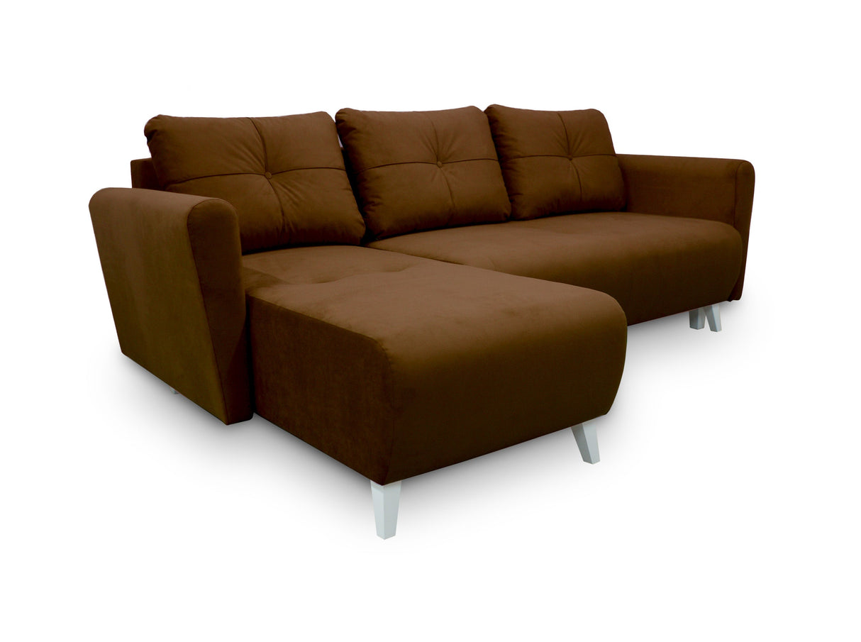 Sofa narożna rozkładana MONE UNIWERSALNA 228cm ŁATWE CZYSZCZENIE WYBÓR KOLORU MATERIAŁU / SPRĘŻYNY BONELL + PIANKA