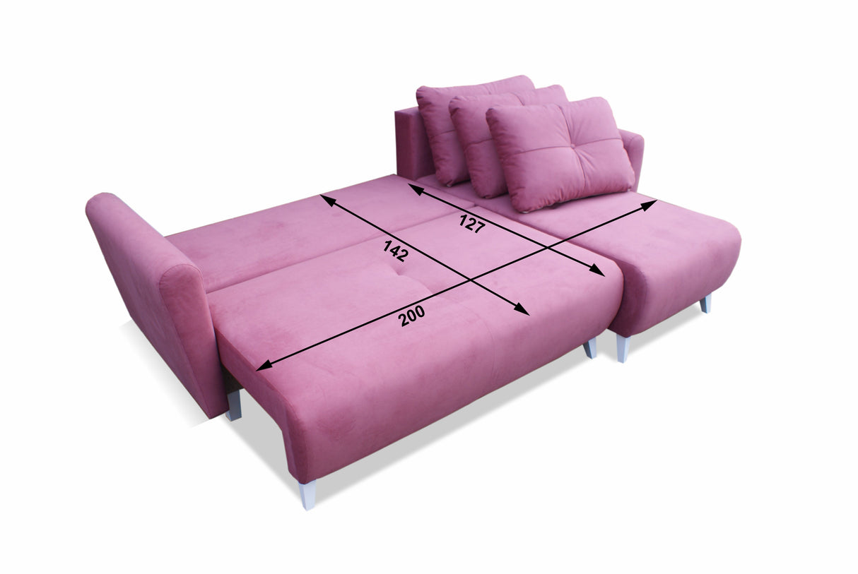 Sofa narożna rozkładana MONE UNIWERSALNA 228cm ŁATWE CZYSZCZENIE WYBÓR KOLORU MATERIAŁU / SPRĘŻYNY BONELL + PIANKA