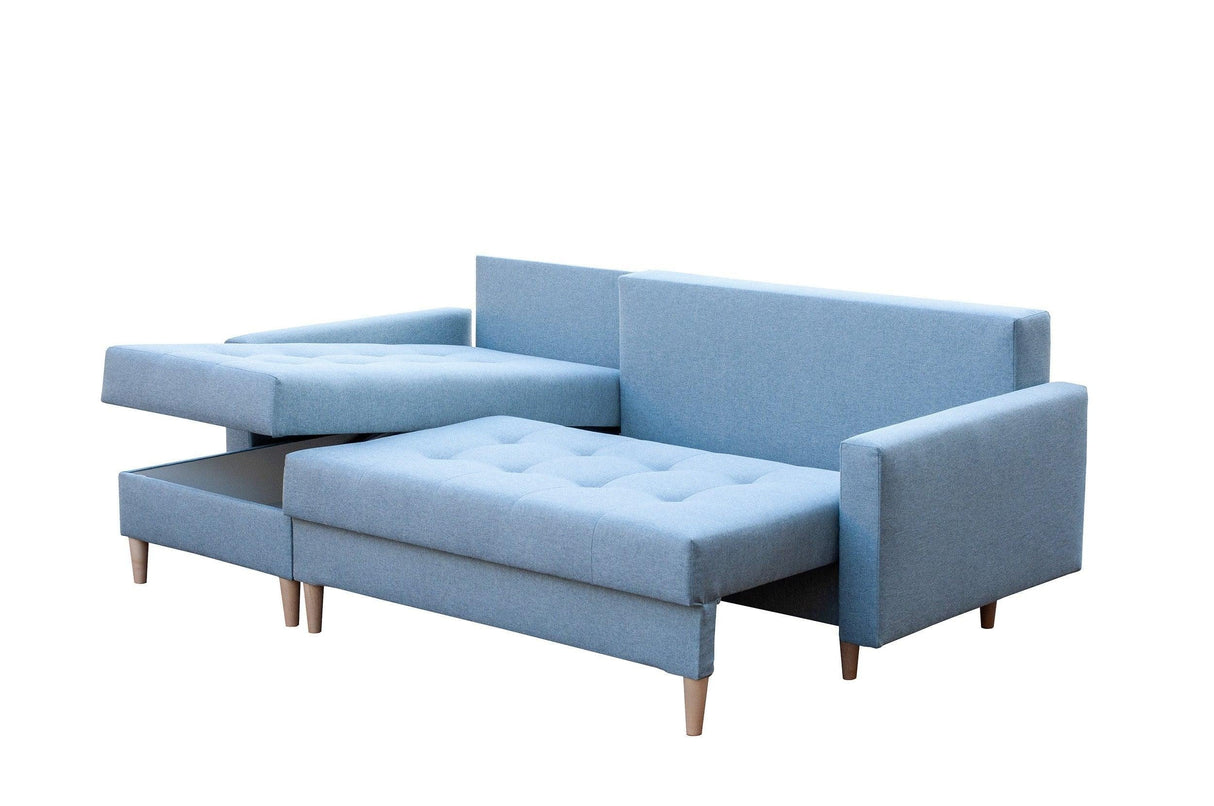 ECKSOFA BETT BRIAN 2X STAURAUM MALMÖ 61 222x140cm universal RECHTE/LINKE ECKE / BONELLFEDERN + SCHAUMSTOFF