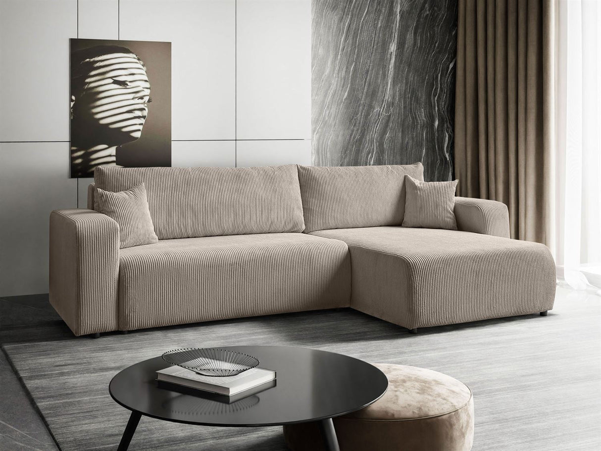 ROHOVÁ ROZKLADACIA POHOVKA TOREZIO XL 277CM PRUŽINY + PENOVÁ VÝPLŇ