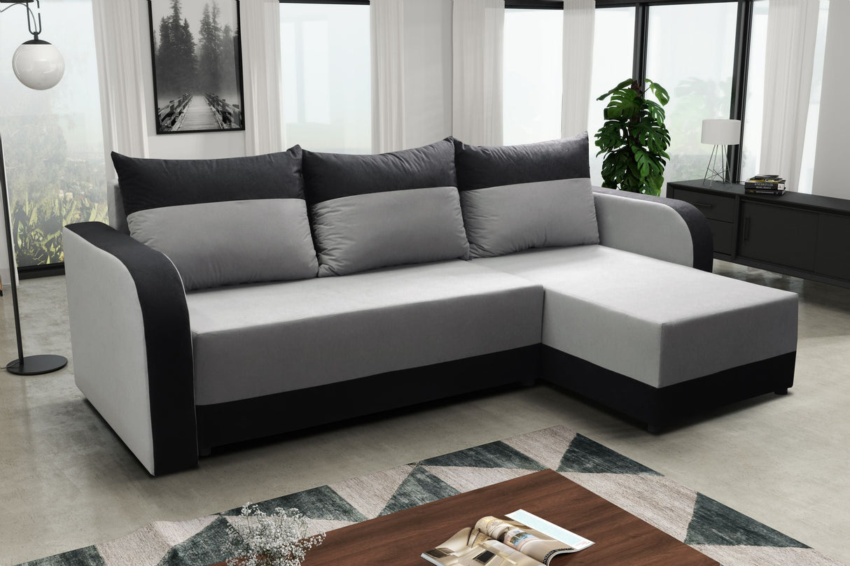Sofa narożna rozkładana ALEXIS 228cm uniwersalna narożna prawa/lewa / pianka