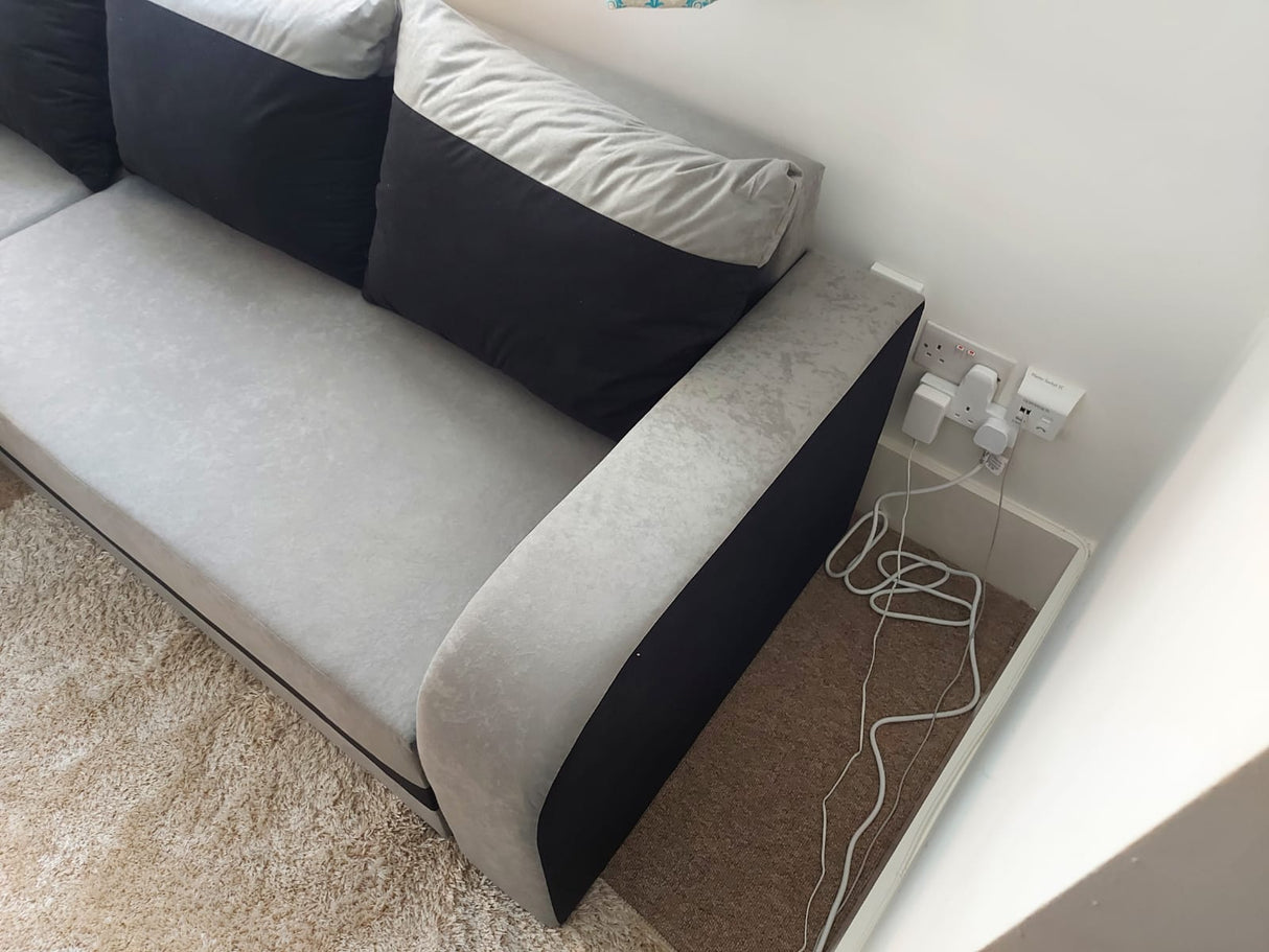 Sofa narożna rozkładana ALEXA SZARA / CZARNY 238cm uniwersalna narożna prawa/lewa / pianka