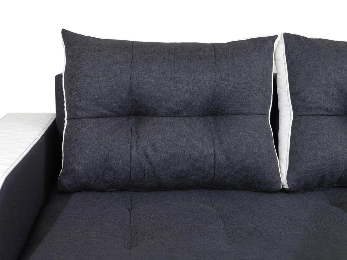 ECKSOFA BETT SAM GRAU / WEISS 236CM 2X STAURAUM UNIVERSAL RECHTE/LINKE ECKE / BONELLFEDERN + SCHAUMSTOFF
