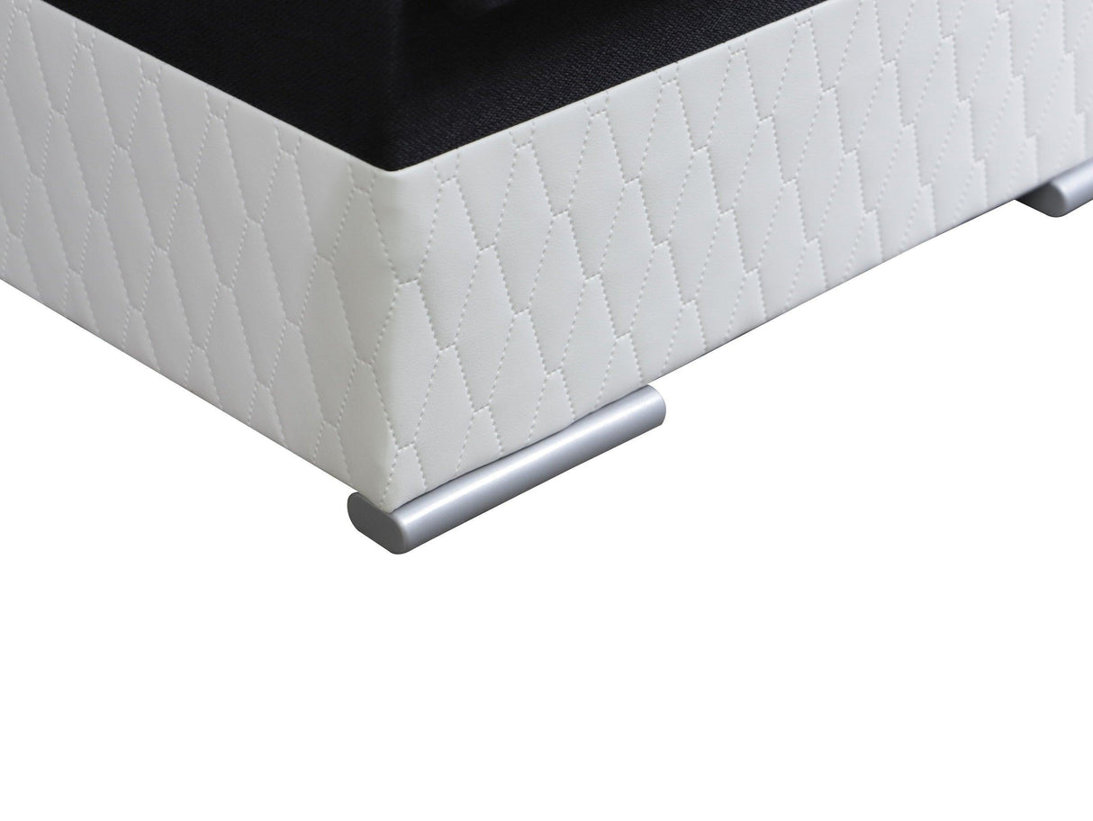 ECKSOFA BETT SAM GRAU / WEISS 236CM 2X STAURAUM UNIVERSAL RECHTE/LINKE ECKE / BONELLFEDERN + SCHAUMSTOFF