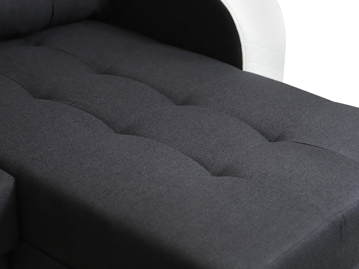 ECKSOFA BETT SAM GRAU / WEISS 236CM 2X STAURAUM UNIVERSAL RECHTE/LINKE ECKE / BONELLFEDERN + SCHAUMSTOFF