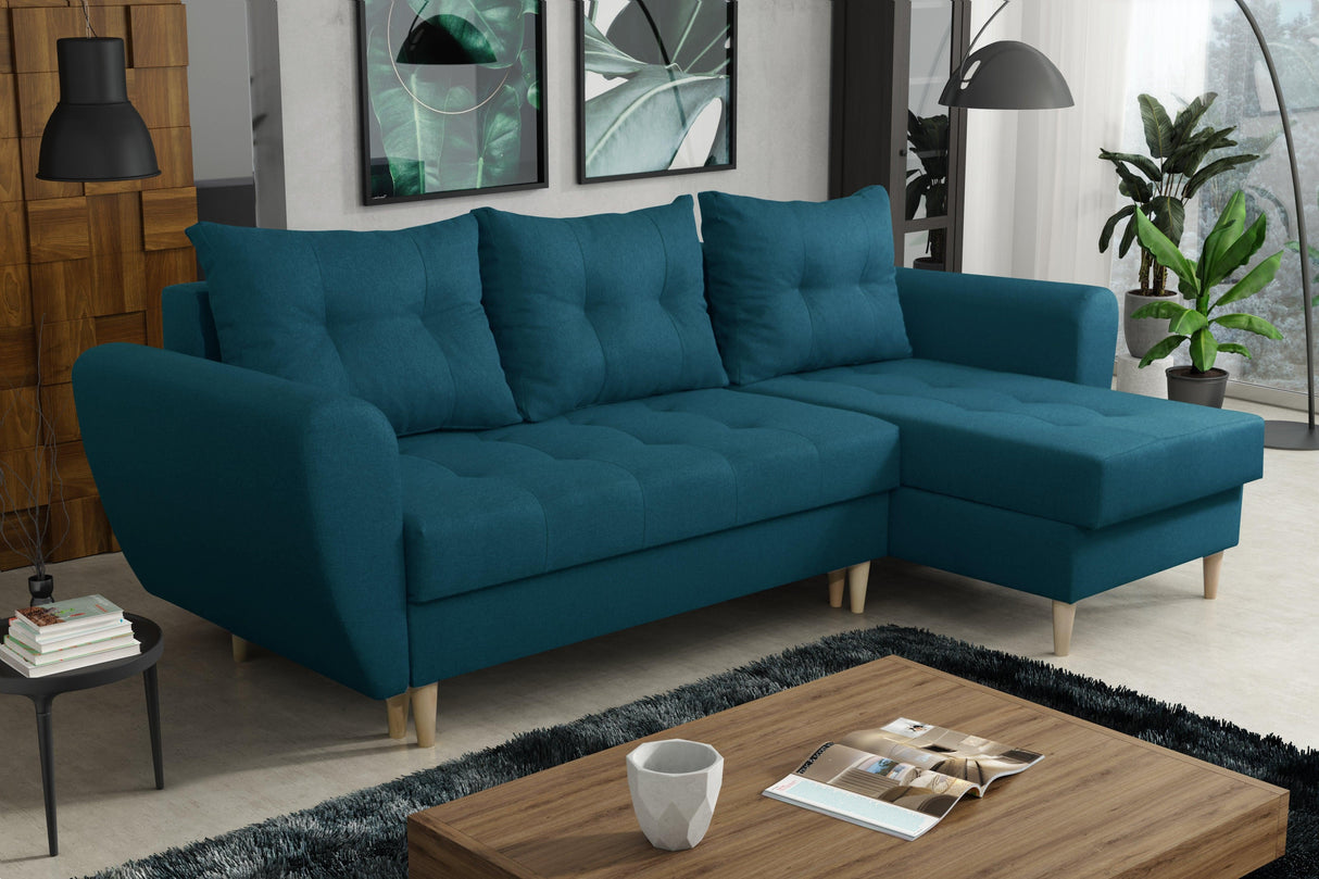 Sofa narożna rozkładana PALMO 2X miejsce do przechowywania MALMO 85 240cm uniwersalna prawa/lewa strona narożna / sprężyny bonell + pianka