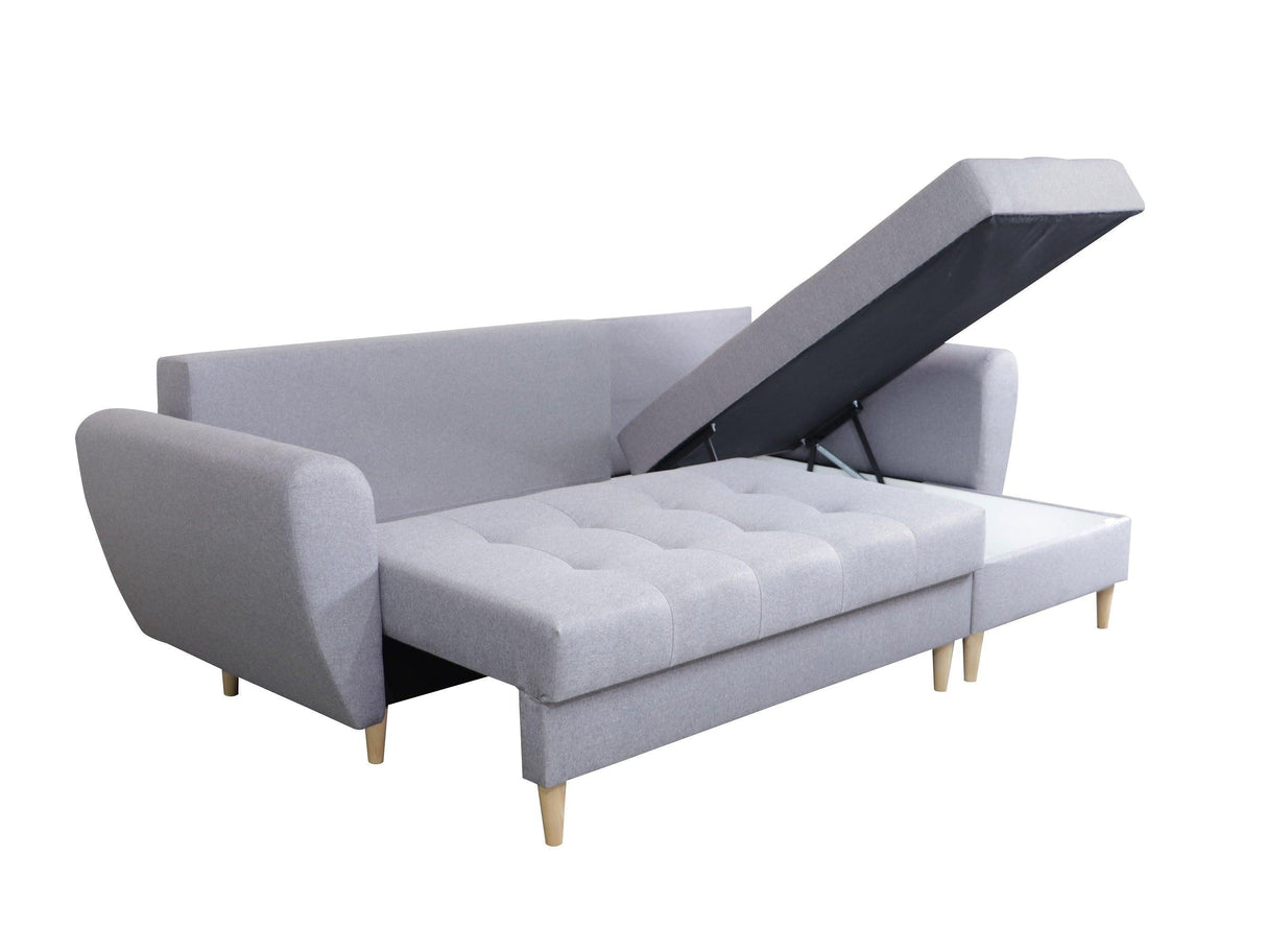 Sofa narożna rozkładana PALMO 2x schowek niebieski MALMO 79 240cm uniwersalny prawy/lewy narożnik / sprężyny bonell + pianka