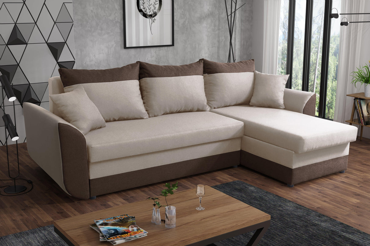 Sofa narożna rozkładana TRINITY 234CM 2x schowek / pianka