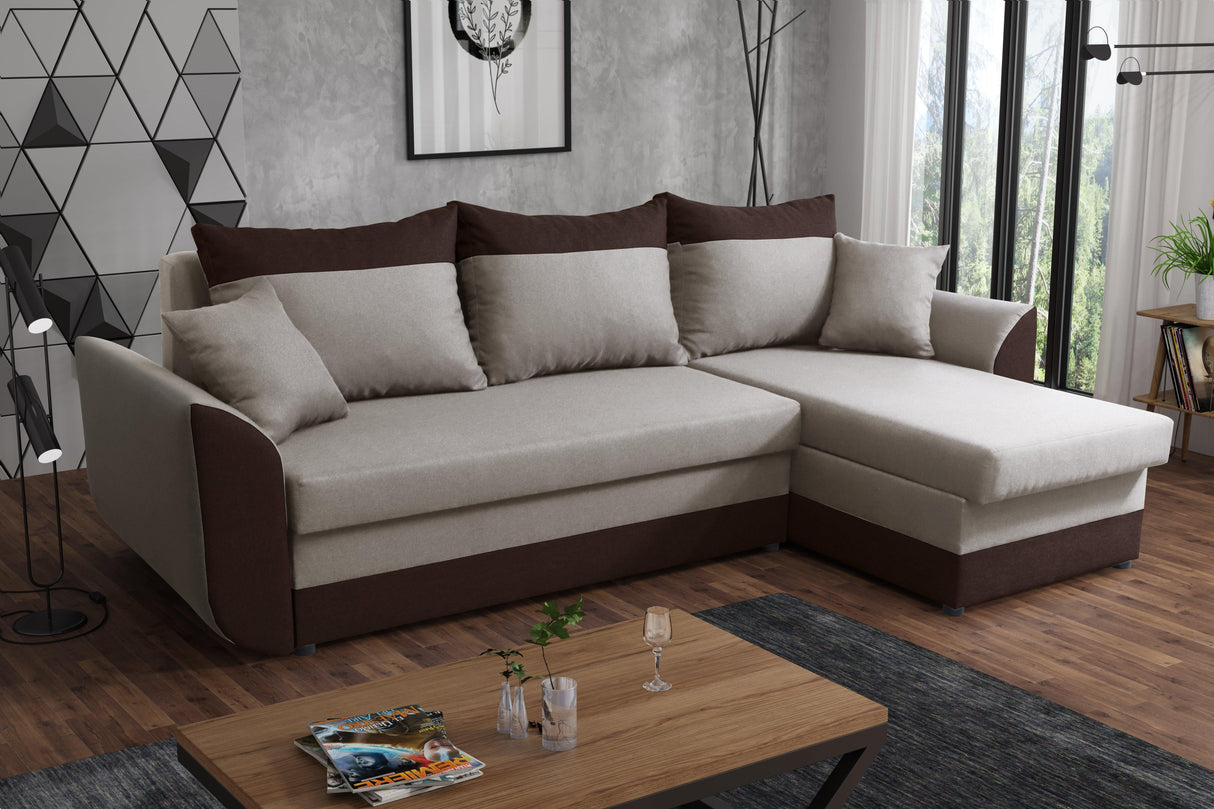 Sofa narożna rozkładana TRINITY 234CM 2x schowek / pianka
