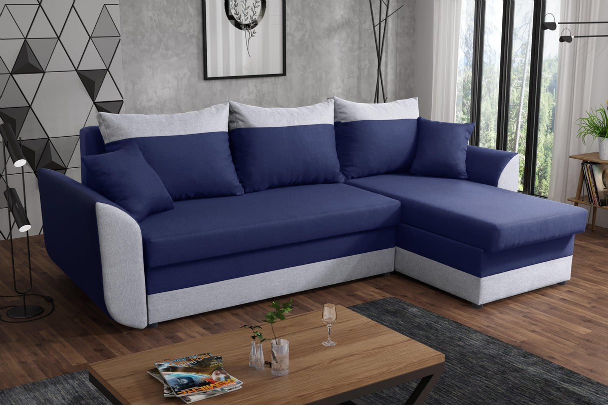 Sofa narożna rozkładana TRINITY 234CM 2x schowek / pianka