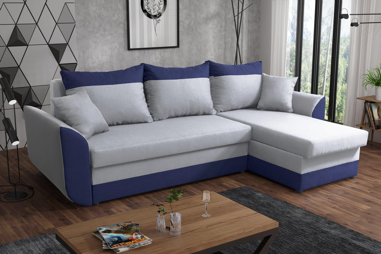 Sofa narożna rozkładana TRINITY 234CM 2x schowek / pianka