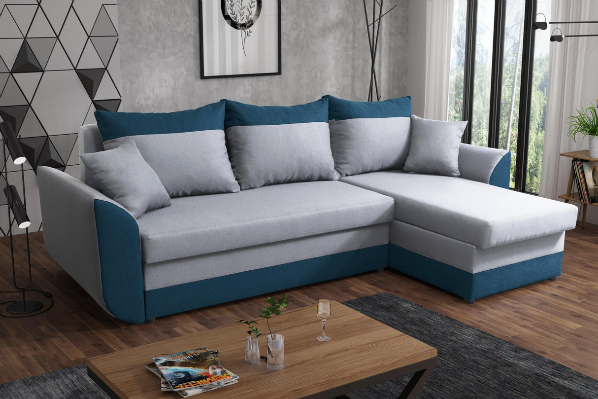 Sofa narożna rozkładana TRINITY 234CM 2x schowek / pianka