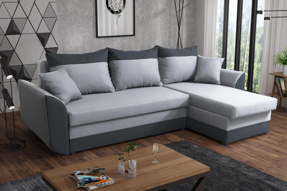 Sofa narożna rozkładana TRINITY 234CM 2x schowek / pianka