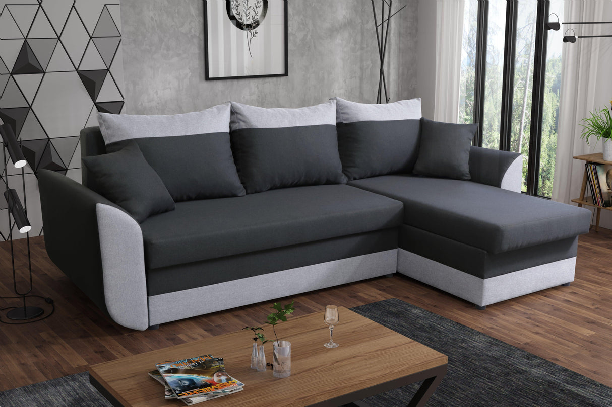 Sofa narożna rozkładana TRINITY 234CM 2x schowek / pianka
