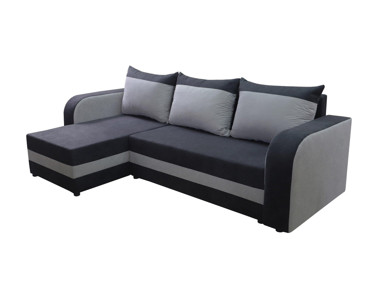 Sofa narożna rozkładana ALEXA czarna / czerwona 238cm uniwersalna prawa / lewa narożna / pianka