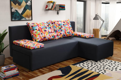 SMALL CORNER SOFA BED MONTANA 201CM CHOICE OF COLOR UNIVERSAL CORNER RIGHT/LEFT CORNER / FOAM