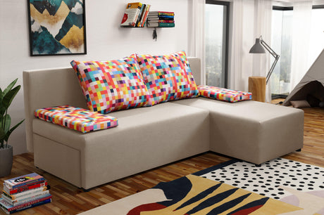 SMALL CORNER SOFA BED MONTANA 201CM CHOICE OF COLOR UNIVERSAL CORNER RIGHT/LEFT CORNER / FOAM