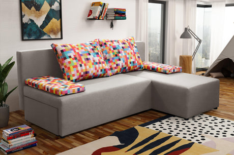 SMALL CORNER SOFA BED MONTANA 201CM CHOICE OF COLOR UNIVERSAL CORNER RIGHT/LEFT CORNER / FOAM