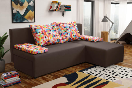 SMALL CORNER SOFA BED MONTANA 201CM CHOICE OF COLOR UNIVERSAL CORNER RIGHT/LEFT CORNER / FOAM