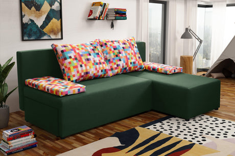 SMALL CORNER SOFA BED MONTANA 201CM CHOICE OF COLOR UNIVERSAL CORNER RIGHT/LEFT CORNER / FOAM