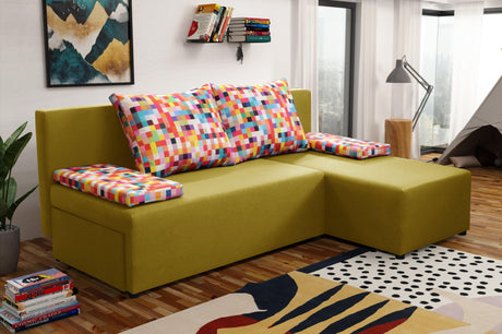SMALL CORNER SOFA BED MONTANA 201CM CHOICE OF COLOR UNIVERSAL CORNER RIGHT/LEFT CORNER / FOAM