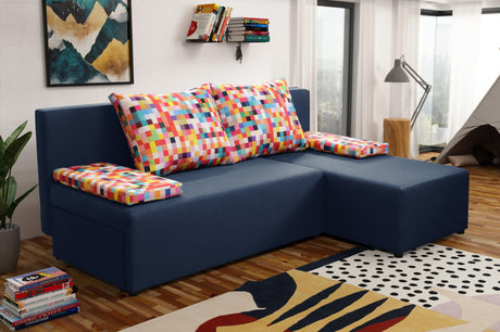 SMALL CORNER SOFA BED MONTANA 201CM CHOICE OF COLOR UNIVERSAL CORNER RIGHT/LEFT CORNER / FOAM