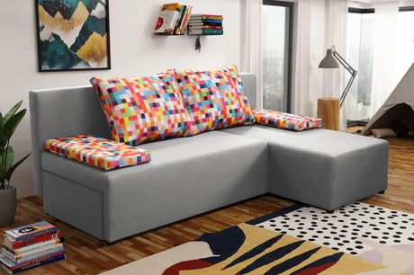 SMALL CORNER SOFA BED MONTANA 201CM CHOICE OF COLOR UNIVERSAL CORNER RIGHT/LEFT CORNER / FOAM