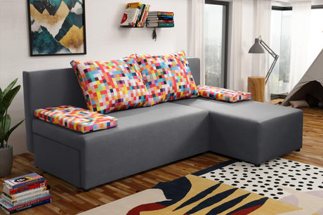 SMALL CORNER SOFA BED MONTANA 201CM CHOICE OF COLOR UNIVERSAL CORNER RIGHT/LEFT CORNER / FOAM