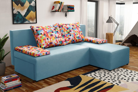 SMALL CORNER SOFA BED MONTANA 201CM CHOICE OF COLOR UNIVERSAL CORNER RIGHT/LEFT CORNER / FOAM